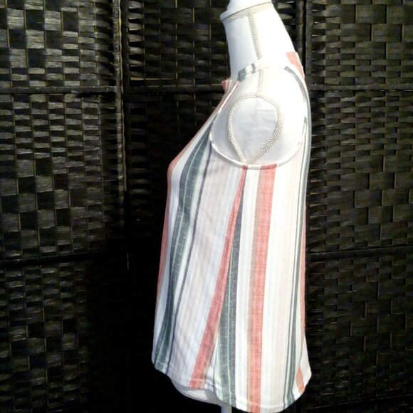 FLT Studio Striped Sleeveless Top Blouse Shirt Women's Size Small - Picture 3 of 7